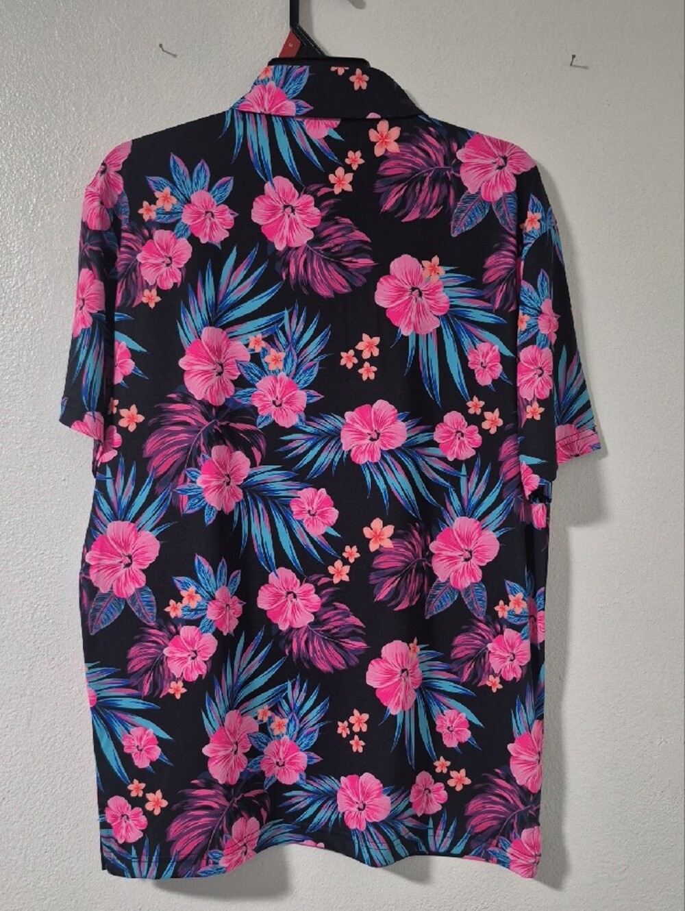 Birdie Bound Black Floral Print Men's Polo Shirt - Picture 5 of 7